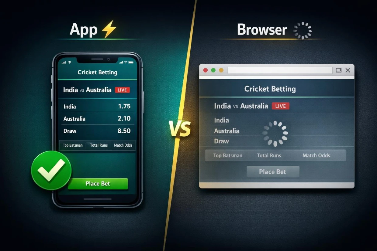 ReddyBook App vs browser speed comparison for live cricket betting
